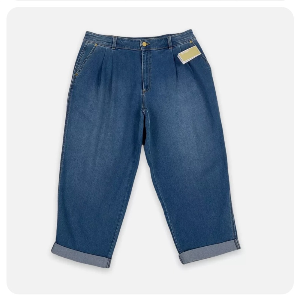 NWT Michael Kors Carrot Pleated Front Tapered Oversized Mom Jeans Size 12